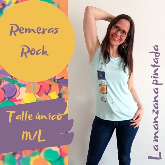 Remeras Rock celeste